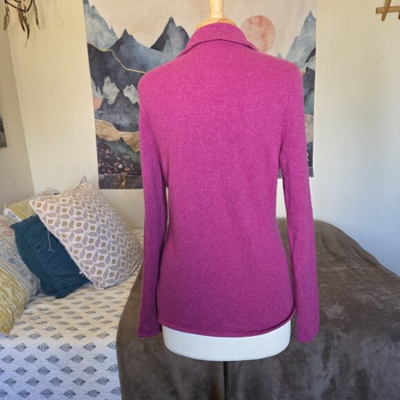 Neiman Marcus 100% Cashmere Blazer Sweater Jacket Women’s L Purple Magenta - Picture 8 of 14